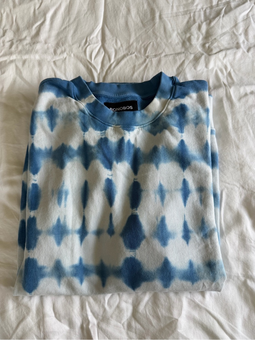 Bonobos Blue and White Tie-Dye Crewneck Sweatshirt